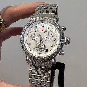 Michele Watch Stainless Steel Round CSX Diamond Watch with Chronograph dial.
